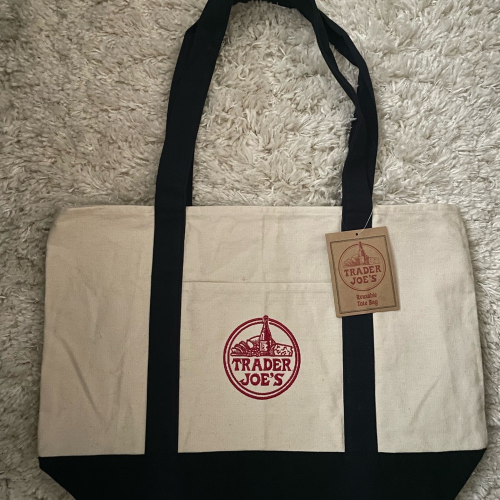 Trader Joe's Canvas Tote with Black Handles